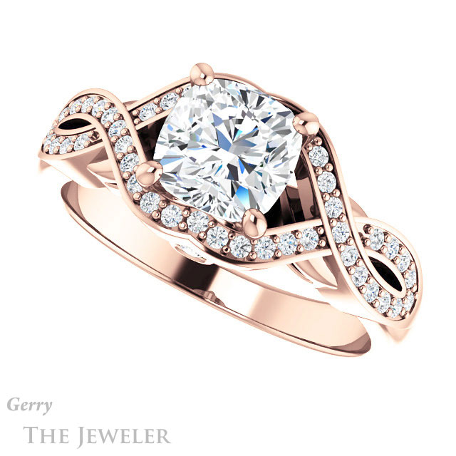 Cushion Cut Forever One Moissanite Engagement Ring #GTJ1072-cushion-fo-r