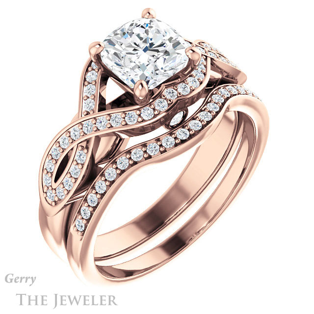 Cushion Cut Forever One Moissanite Engagement Ring #GTJ1072-cushion-fo-r
