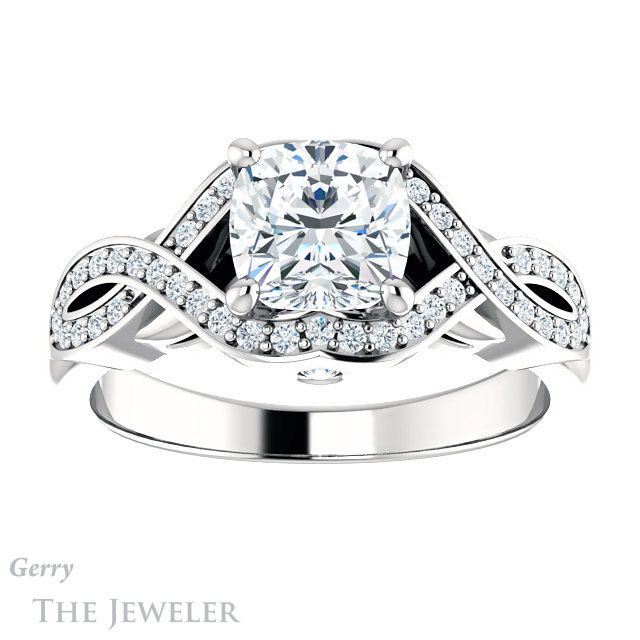 Cushion Cut Forever One Moissanite Engagement Ring #GTJ1072-cushion-fo-w