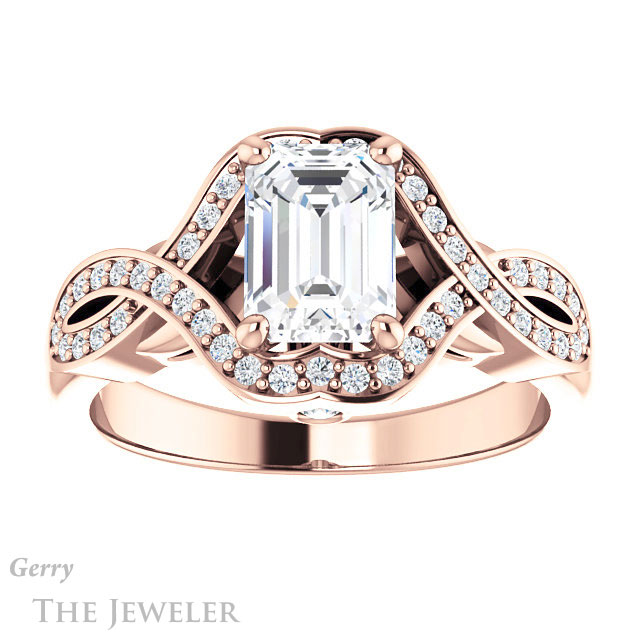 Emerald Cut Forever Brilliant Moissanite Engagement Ring #GTJ1072-emerald-fb-r