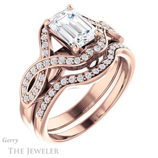 Emerald Cut Forever Brilliant Moissanite Engagement Ring #GTJ1072-emerald-fb-r