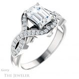 Emerald Cut Forever Brilliant Moissanite Engagement Ring #GTJ1072-emerald-fb-w