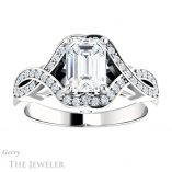 Emerald Cut Forever Brilliant Moissanite Engagement Ring #GTJ1072-emerald-fb-w