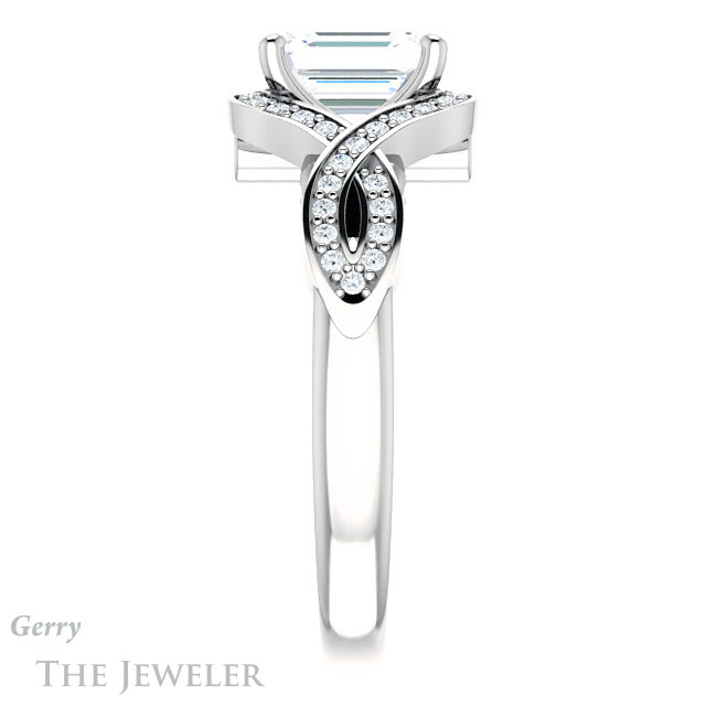 Emerald Cut Forever Brilliant Moissanite Engagement Ring #GTJ1072-emerald-fb-w