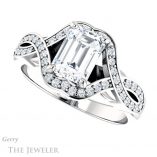 Emerald Cut Forever Brilliant Moissanite Engagement Ring #GTJ1072-emerald-fb-w