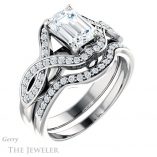 Emerald Cut Forever Brilliant Moissanite Engagement Ring #GTJ1072-emerald-fb-w