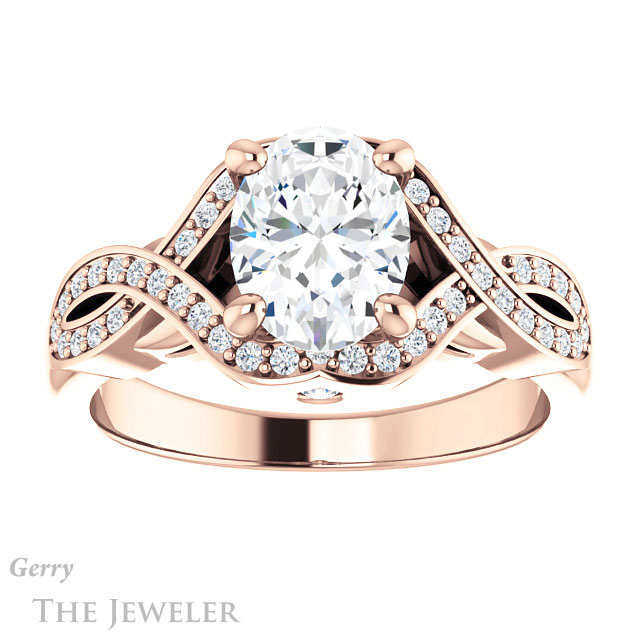 Oval Shaped Forever One Moissanite Engagement Ring #GTJ1072-oval-fo-r