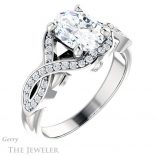 Oval Shaped Forever One Moissanite Engagement Ring #GTJ1072-oval-fo-w