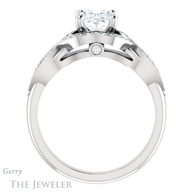 Oval Shaped Forever One Moissanite Engagement Ring #GTJ1072-oval-fo-w