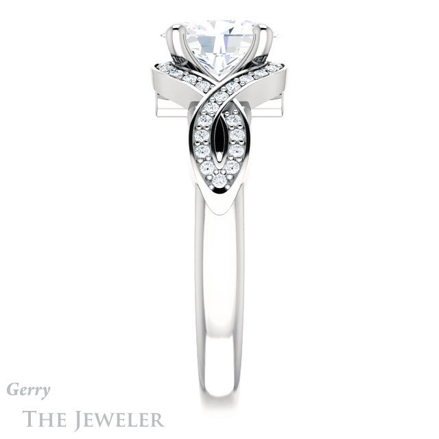 Oval Shaped Forever One Moissanite Engagement Ring #GTJ1072-oval-fo-w