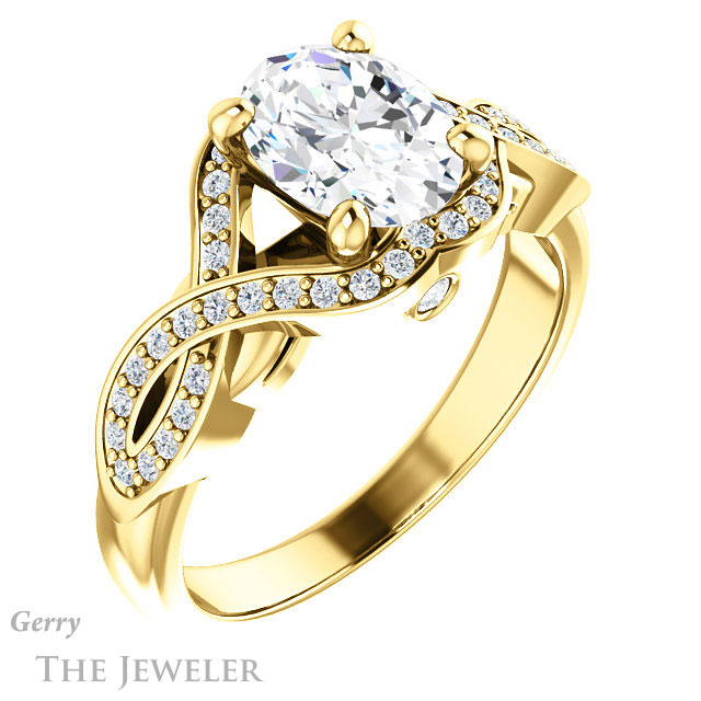 Oval Shaped Forever One Moissanite Engagement Ring #GTJ1072-oval-fo-y