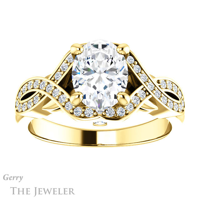 Oval Shaped Forever One Moissanite Engagement Ring #GTJ1072-oval-fo-y