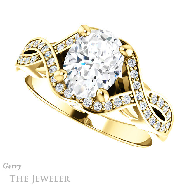 Oval Shaped Forever One Moissanite Engagement Ring #GTJ1072-oval-fo-y