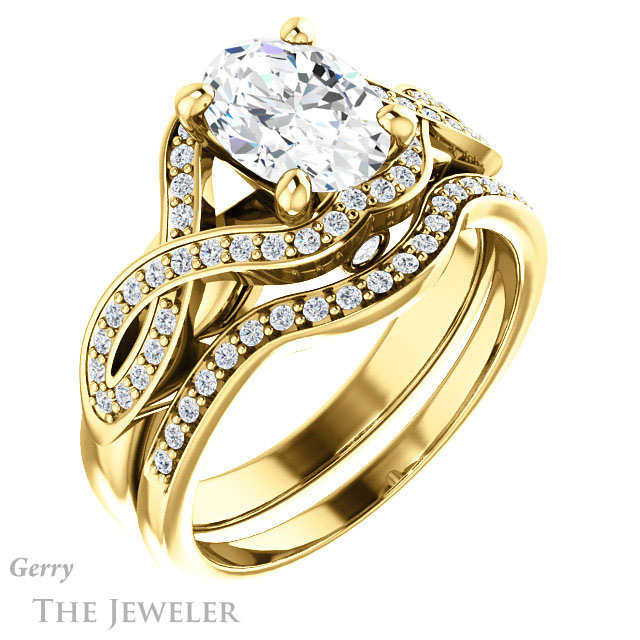 Oval Shaped Forever One Moissanite Engagement Ring #GTJ1072-oval-fo-y
