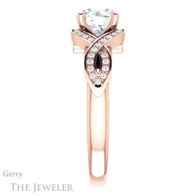 Round Cut Forever One Moissanite Engagement Ring #GTJ1072-round-fo-r