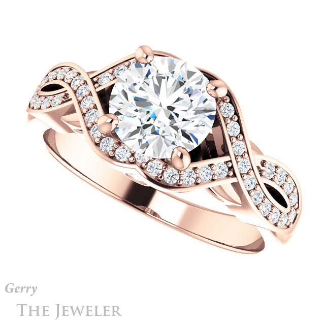 Round Cut Forever One Moissanite Engagement Ring #GTJ1072-round-fo-r