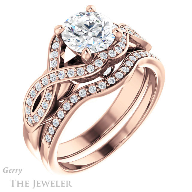 Round Cut Forever One Moissanite Engagement Ring #GTJ1072-round-fo-r