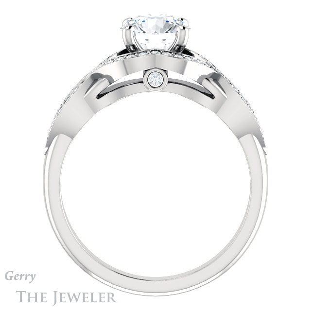 Round Cut Forever One Moissanite Engagement Ring #GTJ1072-round-fo-w