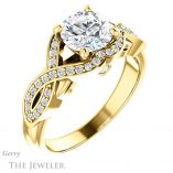 Round Cut Forever One Moissanite Engagement Ring #GTJ1072-round-fo-y