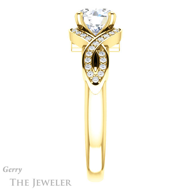 Round Cut Forever One Moissanite Engagement Ring #GTJ1072-round-fo-y