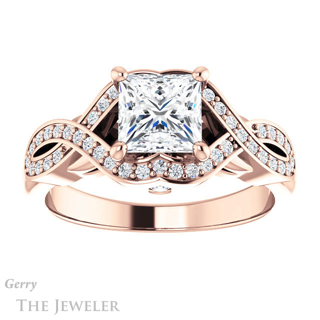 Princess Cut Forever One Moissanite Engagement Ring #GTJ1072-square-fo-r