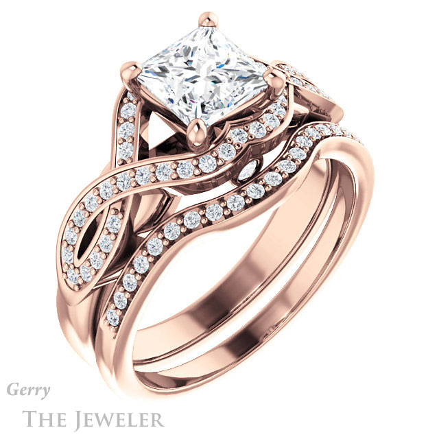 Princess Cut Forever One Moissanite Engagement Ring #GTJ1072-square-fo-r