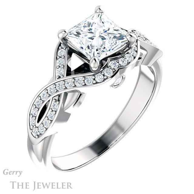 Princess Cut Forever One Moissanite Engagement Ring #GTJ1072-square-fo-w 4 Princess Cut Forever One Moissanite Engagement Ring #GTJ1072-square-fo-w