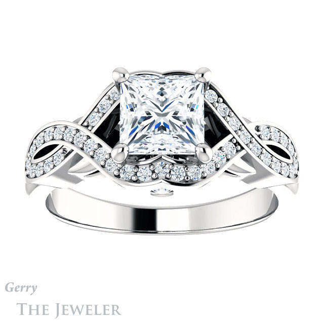 Princess Cut Forever One Moissanite Engagement Ring #GTJ1072-square-fo-w 1 Princess Cut Forever One Moissanite Engagement Ring #GTJ1072-square-fo-w