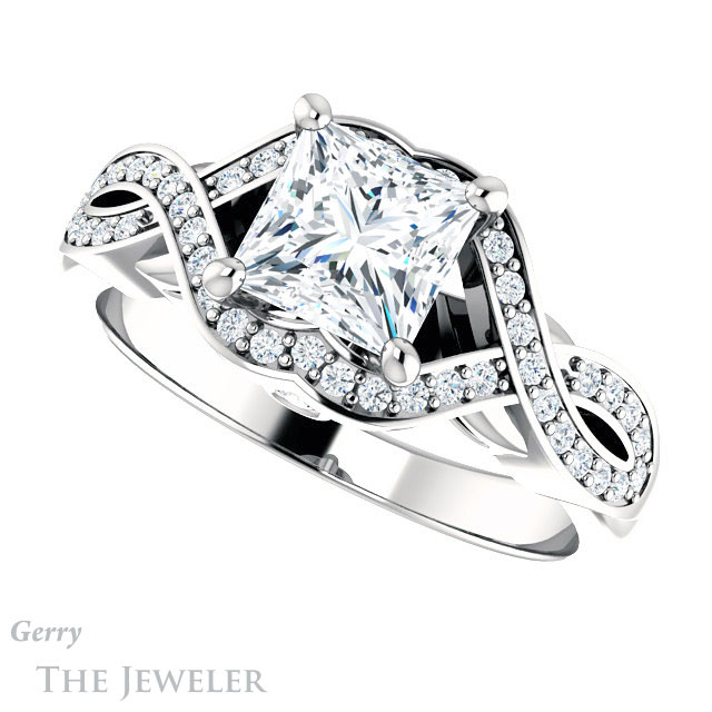 Princess Cut Forever One Moissanite Engagement Ring #GTJ1072-square-fo-w 5 Princess Cut Forever One Moissanite Engagement Ring #GTJ1072-square-fo-w