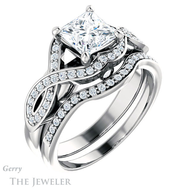 Princess Cut Forever One Moissanite Engagement Ring #GTJ1072-square-fo-w 6 Princess Cut Forever One Moissanite Engagement Ring #GTJ1072-square-fo-w