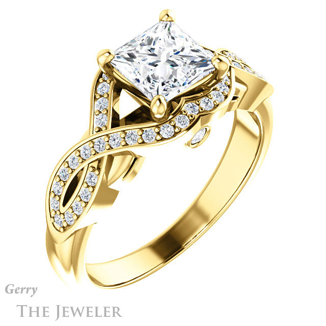 Princess Cut Forever One Moissanite Engagement Ring #GTJ1072-square-fo-y