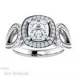 Cushion Cut Forever One Moissanite Engagement Ring #GTJ1073-cushion-fo-w 1 Cushion Cut Forever One Moissanite Engagement Ring #GTJ1073-cushion-fo-w