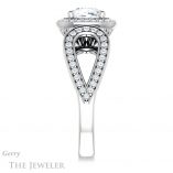 Cushion Cut Forever One Moissanite Engagement Ring #GTJ1073-cushion-fo-w 3 Cushion Cut Forever One Moissanite Engagement Ring #GTJ1073-cushion-fo-w