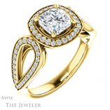 Cushion Cut Forever One Moissanite Engagement Ring #GTJ1073-cushion-fo-y 4 Cushion Cut Forever One Moissanite Engagement Ring #GTJ1073-cushion-fo-y
