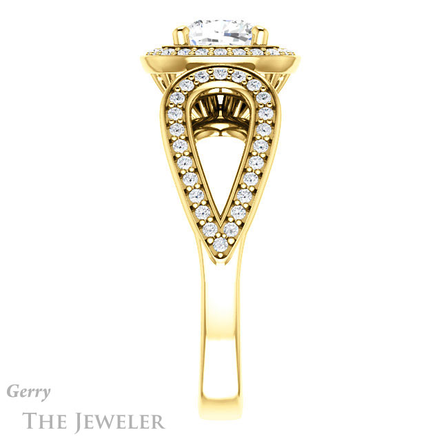 Cushion Cut Forever One Moissanite Engagement Ring #GTJ1073-cushion-fo-y 3 Cushion Cut Forever One Moissanite Engagement Ring #GTJ1073-cushion-fo-y