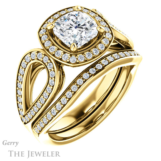 Cushion Cut Forever One Moissanite Engagement Ring #GTJ1073-cushion-fo-y 6 Cushion Cut Forever One Moissanite Engagement Ring #GTJ1073-cushion-fo-y