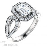 Emerald Cut Forever One Moissanite Engagement Ring #GTJ1073-emerald-fb-w 4 Emerald Cut Forever Brilliant Moissanite Engagement Ring #GTJ1073-emerald-fb-w
