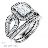 Emerald Cut Forever One Moissanite Engagement Ring #GTJ1073-emerald-fb-w 6 Emerald Cut Forever Brilliant Moissanite Engagement Ring #GTJ1073-emerald-fb-w