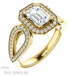 Emerald Cut Forever One Moissanite Engagement Ring #GTJ1073-emerald-fb-y 4 Emerald Cut Forever Brilliant Moissanite Engagement Ring #GTJ1073-emerald-fb-y