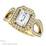 Emerald Cut Forever One Moissanite Engagement Ring #GTJ1073-emerald-fb-y 5 Emerald Cut Forever Brilliant Moissanite Engagement Ring #GTJ1073-emerald-fb-y