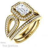 Emerald Cut Forever One Moissanite Engagement Ring #GTJ1073-emerald-fb-y 6 Emerald Cut Forever Brilliant Moissanite Engagement Ring #GTJ1073-emerald-fb-y