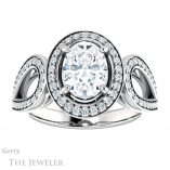 Oval Shaped Forever One Moissanite Engagement Ring #GTJ1073-oval-fo-w 1 Oval Shaped Forever One Moissanite Engagement Ring #GTJ1073-oval-fo-w