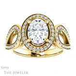 Oval Shaped Forever One Moissanite Engagement Ring #GTJ1073-oval-fo-y