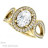Oval Shaped Forever One Moissanite Engagement Ring #GTJ1073-oval-fo-y