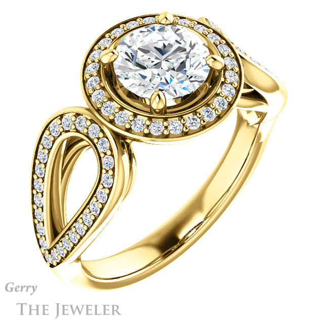 Round Cut Forever One Moissanite Engagement Ring #GTJ1073-round-fo-y