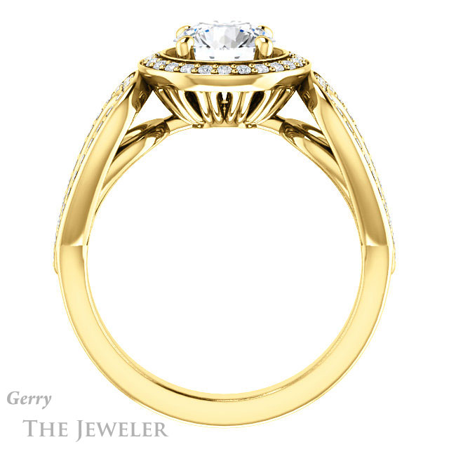 Round Cut Forever One Moissanite Engagement Ring #GTJ1073-round-fo-y