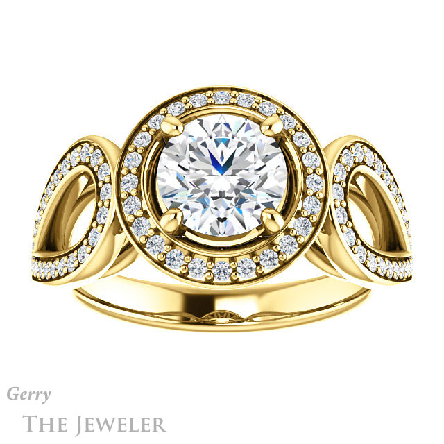 Round Cut Forever One Moissanite Engagement Ring #GTJ1073-round-fo-y