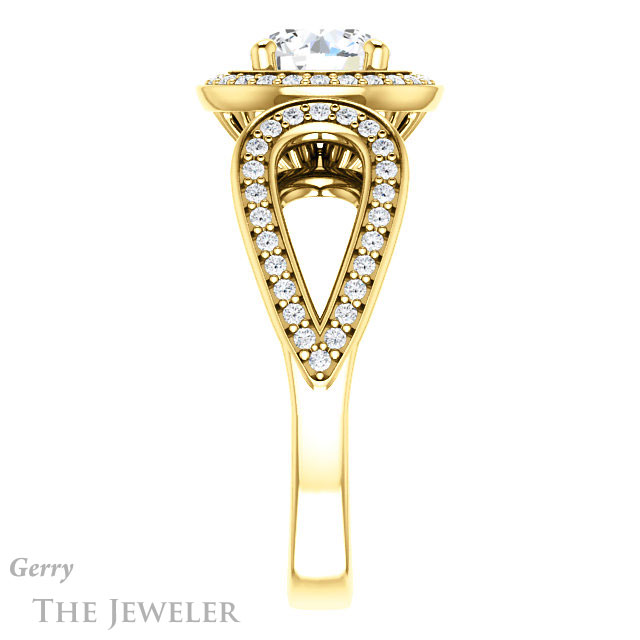 Round Cut Forever One Moissanite Engagement Ring #GTJ1073-round-fo-y