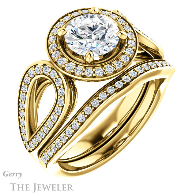 Round Cut Forever One Moissanite Engagement Ring #GTJ1073-round-fo-y