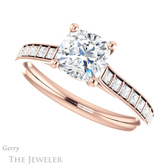 Cushion Cut Forever One Moissanite Engagement Ring #GTJ1074-cushion-fo-r | Gerry The Jeweler Cushion Cut Forever One Moissanite Engagement Ring #GTJ1074-cushion-fo-r